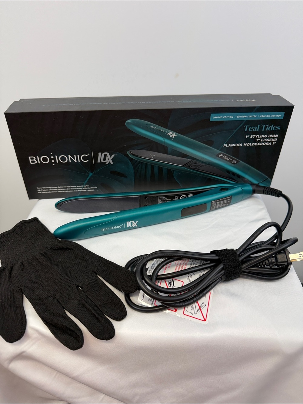 Bio Ionic 10X Teal Tides 1” Sonic Styling Flat Iron Limited Edition